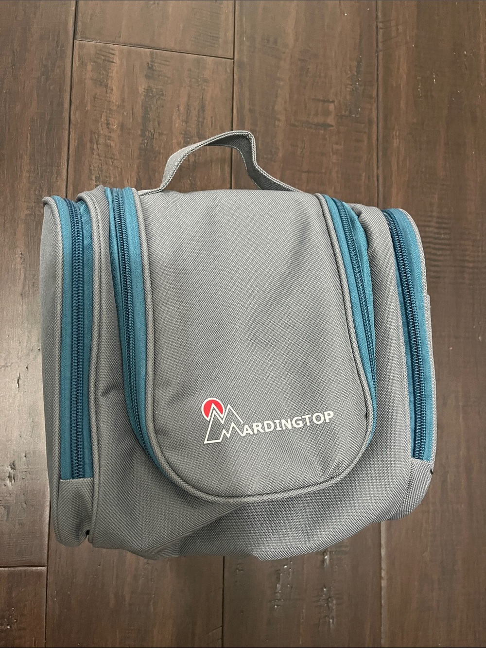 MARDINGTOP Gray Travel Toiletry Bag with Teal Zippers